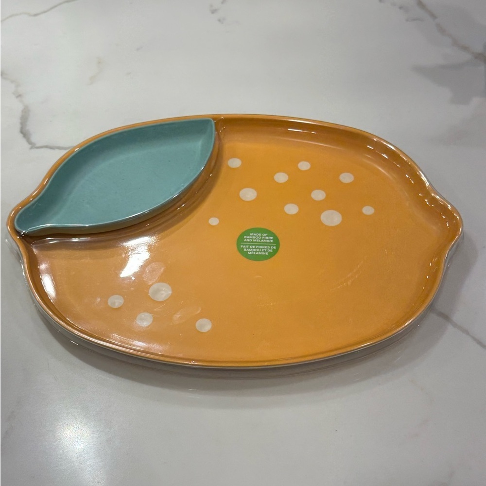 Lemon 2pc Bamboo Melamine Serve Set L 13.9 x W 10.2 Inch
